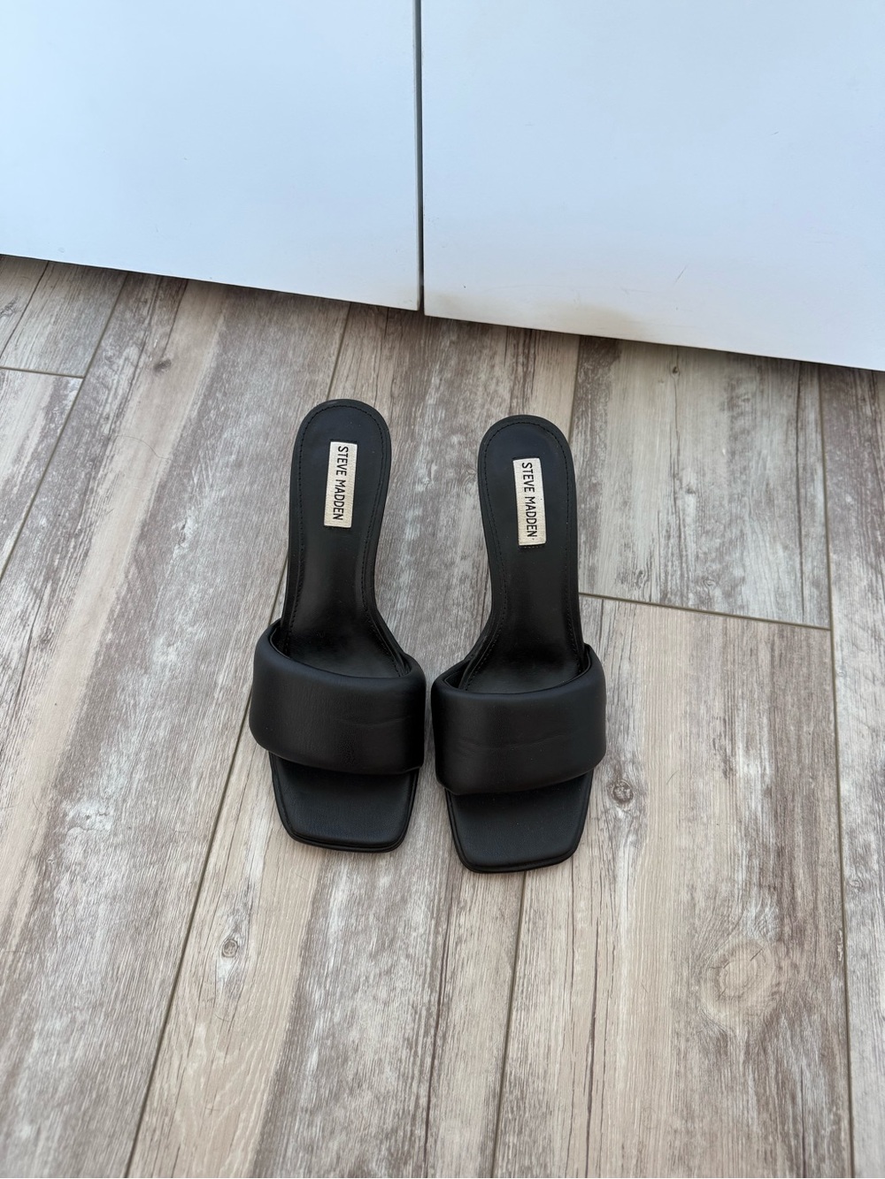 Steve Madden Black Padded Slide Mules